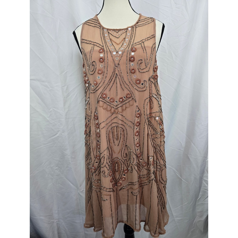 Altar'd State Beaded Blush Pink Flapper Mini Dress